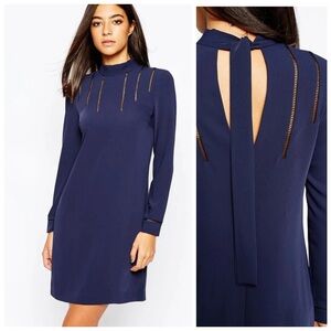 Reiss Navy Long Sleeve Dress